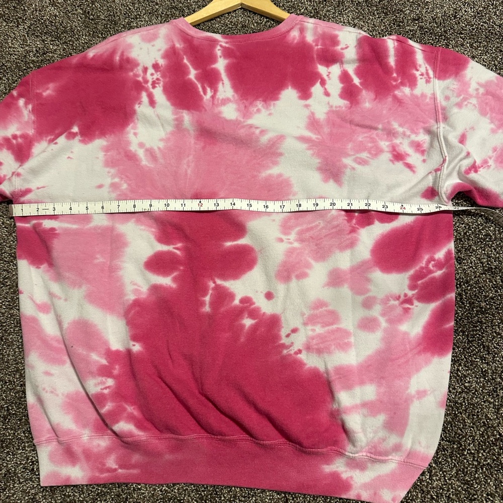 Hand Crafted Pink and White Heart Tie-Dye Sweatshirt - Picture 4 of 5